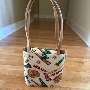 Baseball Theme Handbag Purse Grand Slam Go Team Slugger Rhinestones Bucket Bag